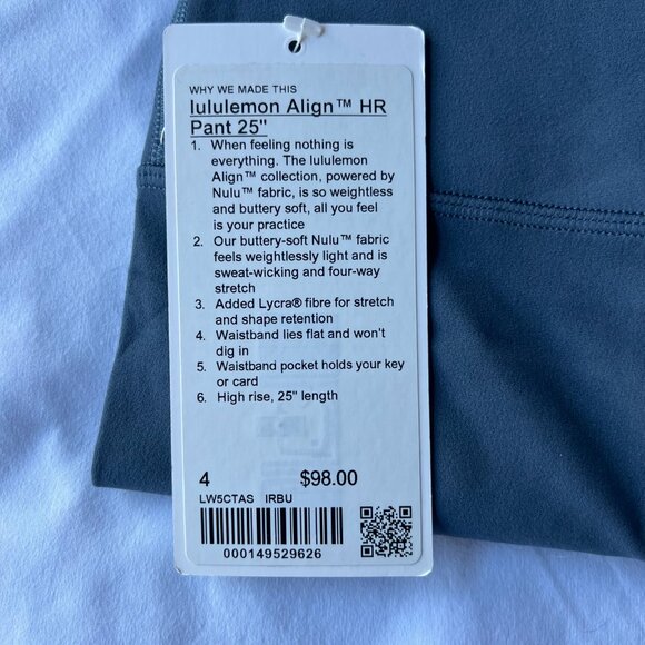 New Lululemon Align Pant 25" Iron Blue Size 4 - Picture 4 of 7